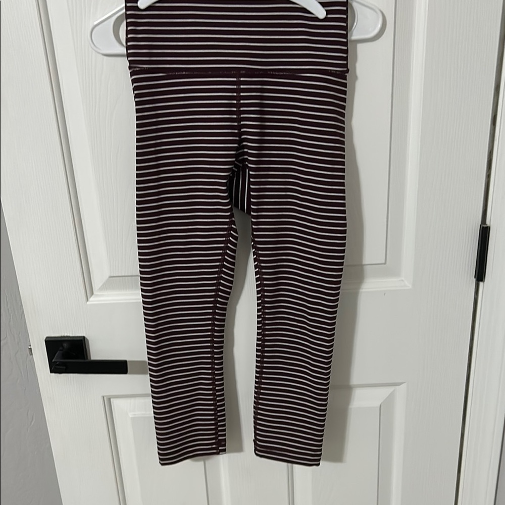 lululemon athletica Maroon and White cropped Leggings